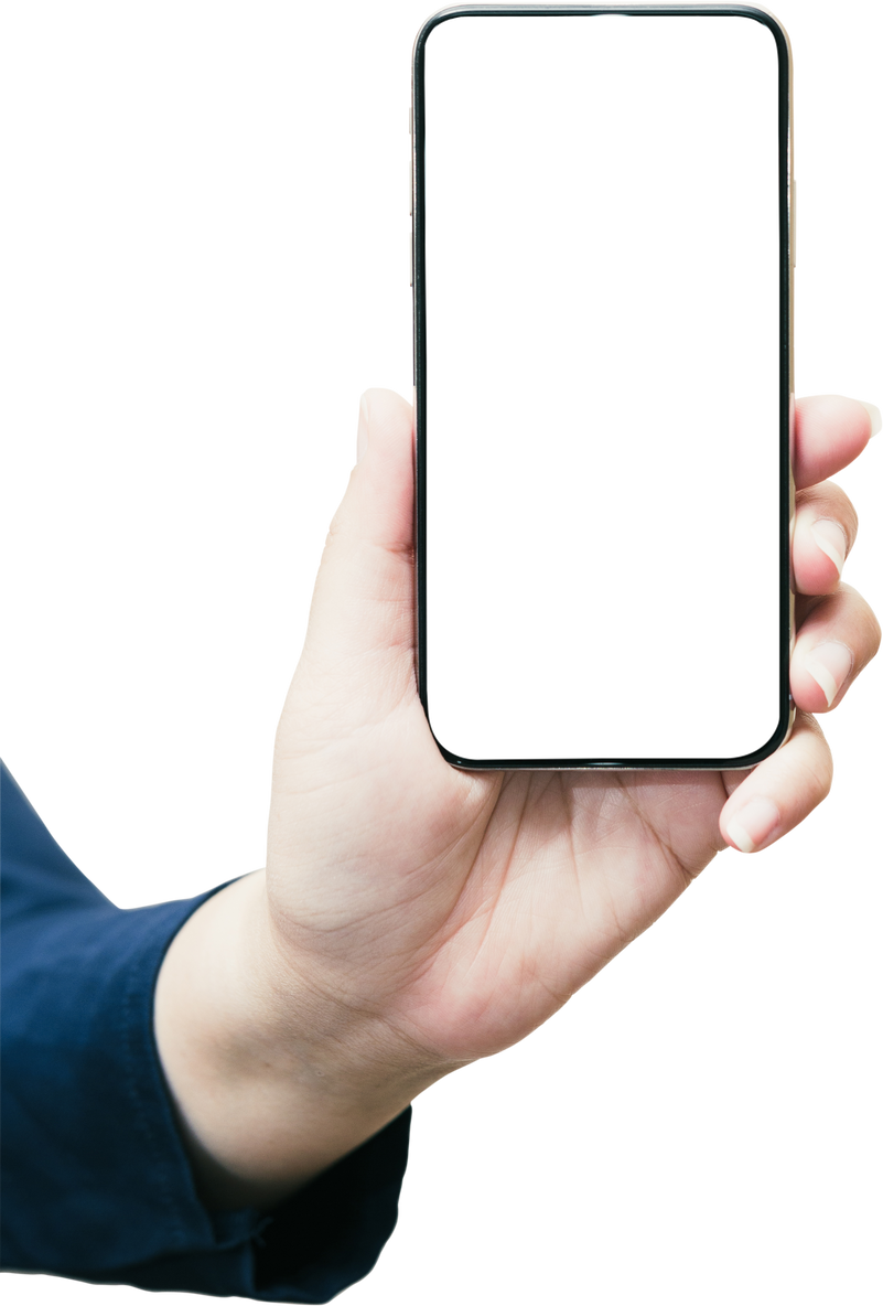 hand showing black mobile or smart phone